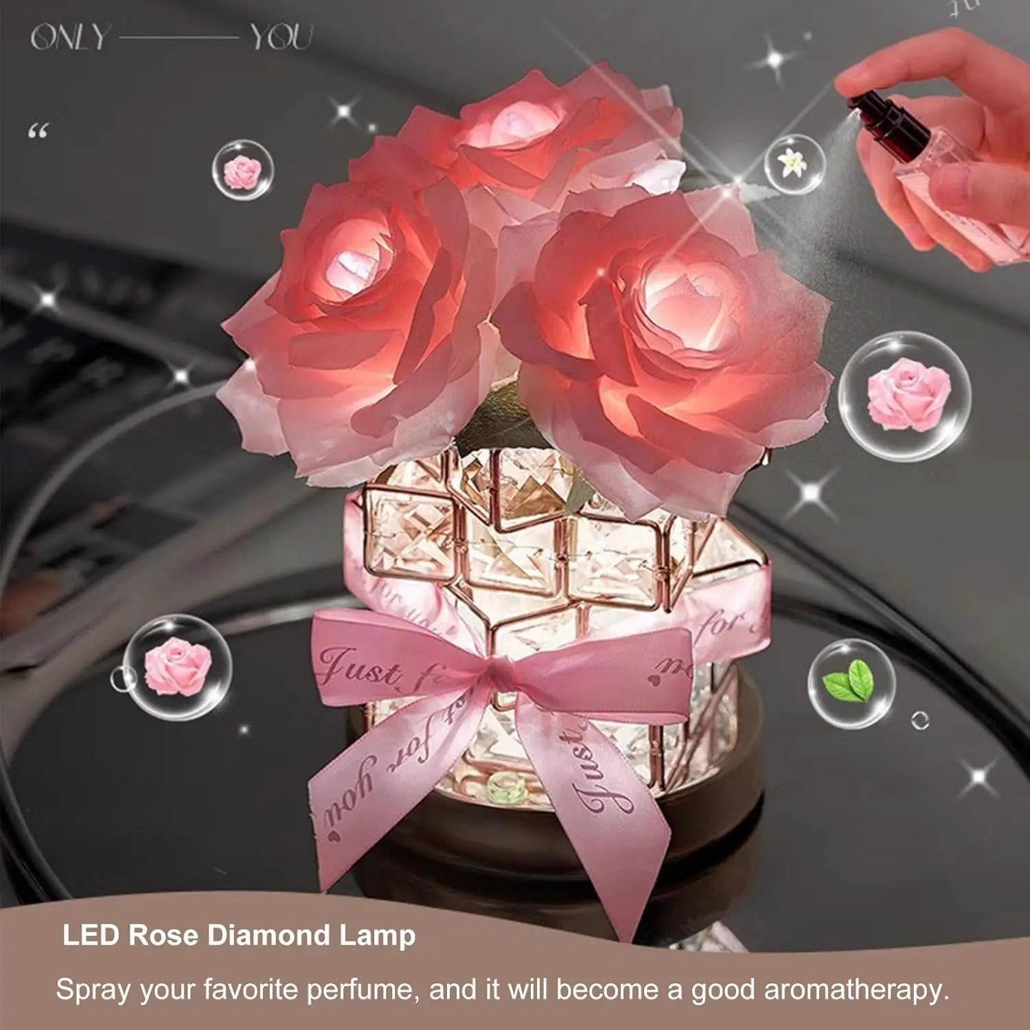 Premium Crystal Rose Lamp